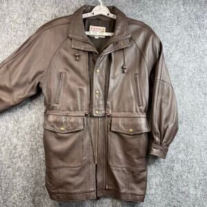 SIBERIAN Vintage Womens‎ Leather Jacket Size Medium Brown